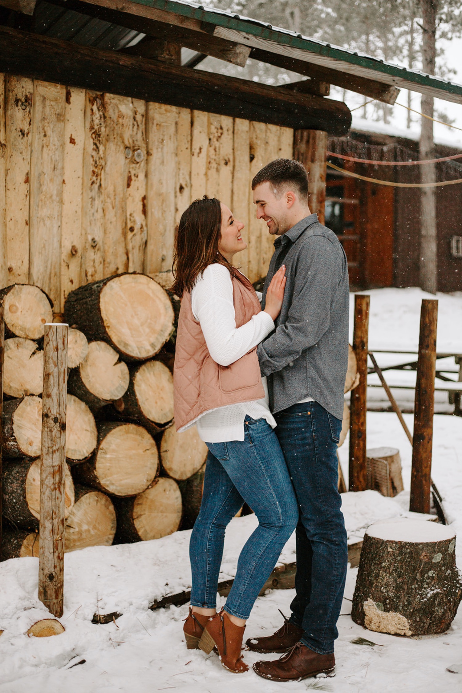 Engagement photos at Hansen Tree Farm