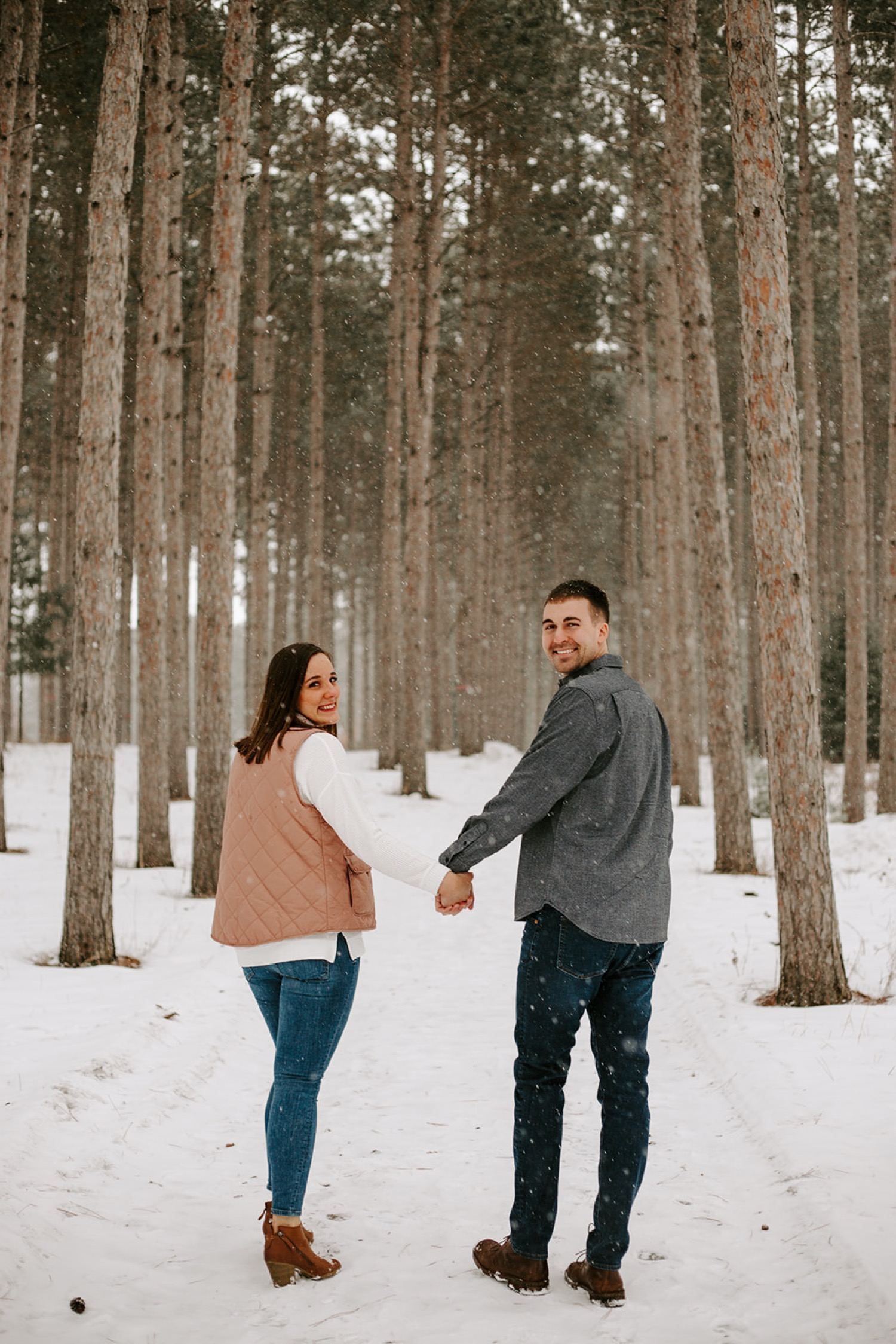 Engagement photos at Hansen Tree Farm