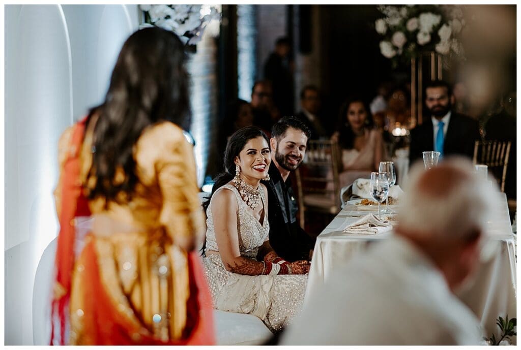 Aarushi dancing during the reception at the Lumber Exchange in downtown Minneapolis